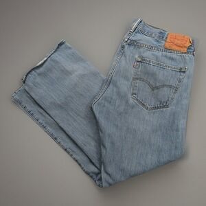 Levi's 501 Jeans Men's 38X30 (37X29)Blue Denim Button Fly Ripped Pls see pics